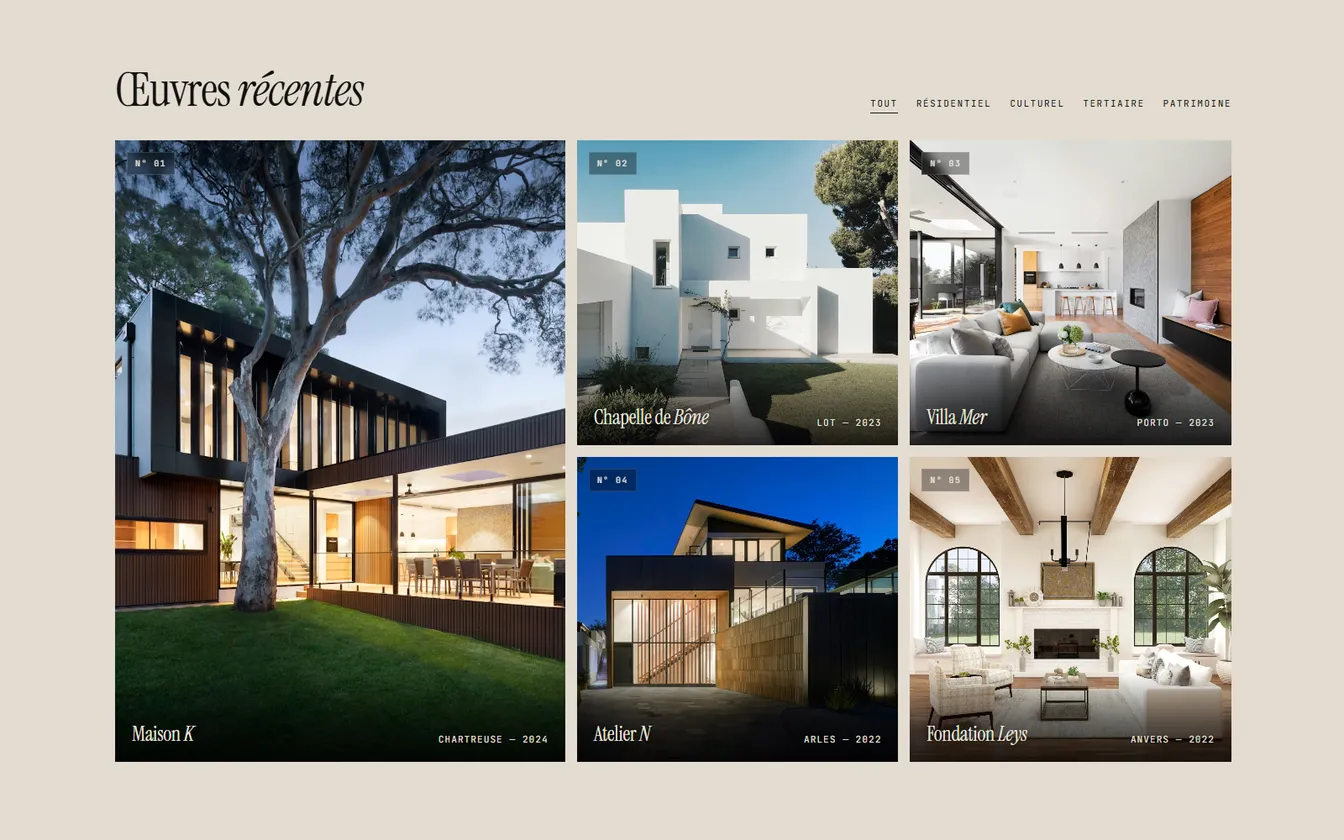 Site web pour un cabinet d'architectes