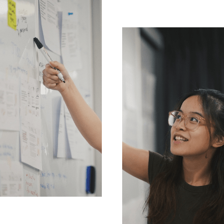 Femme en plein brainstorming sur un projet de CRM & Automation